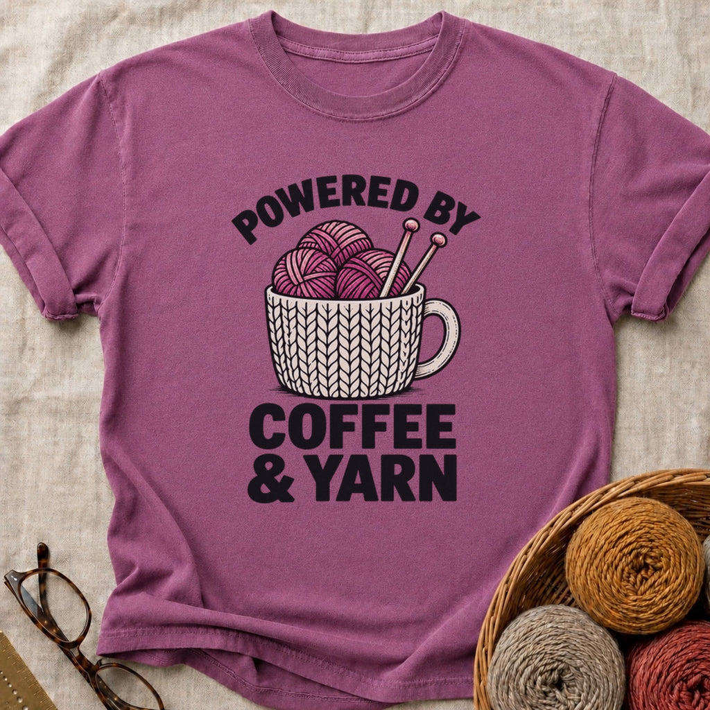 Coffee And Yarn T-Shirt in Berry