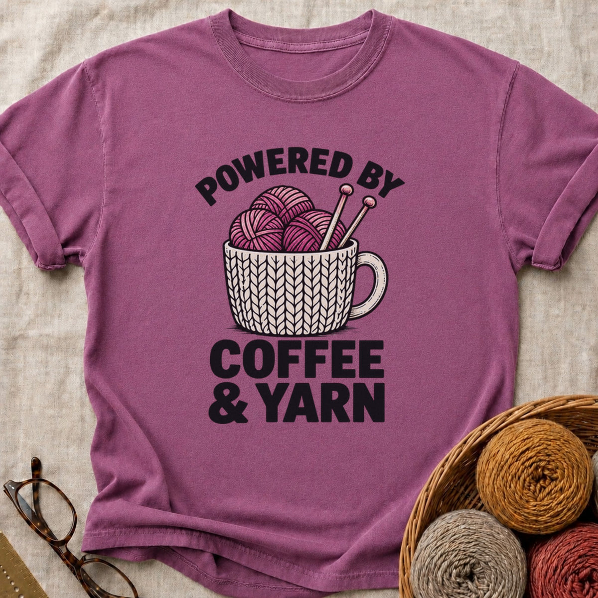 Coffee And Yarn T-Shirt in Berry