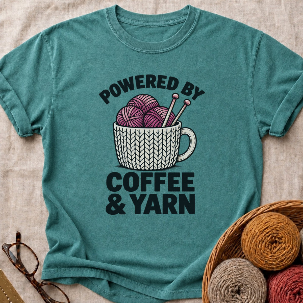 Coffee And Yarn T-Shirt in Blue Spruce