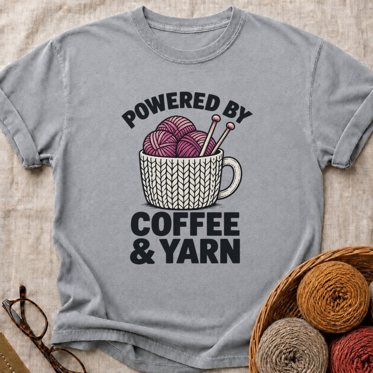 Coffee And Yarn T-Shirt in Grey