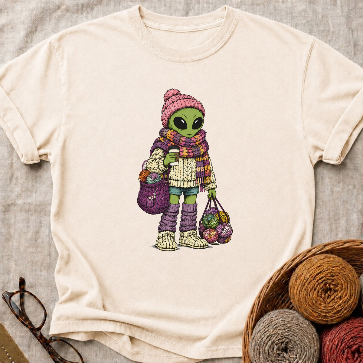 Cosmic Knitter T-Shirt in Ivory