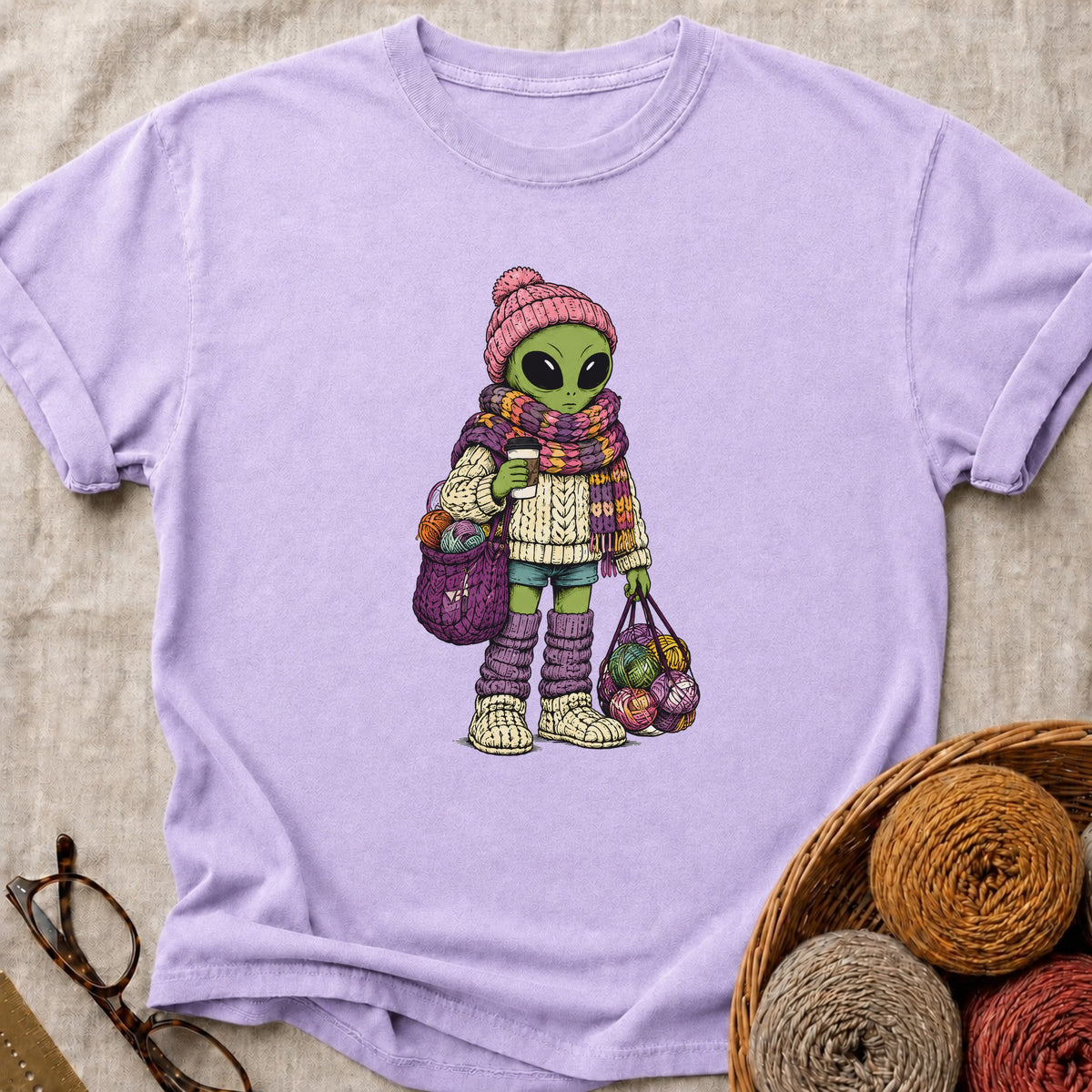 Cosmic Knitter T-Shirt in Orchid