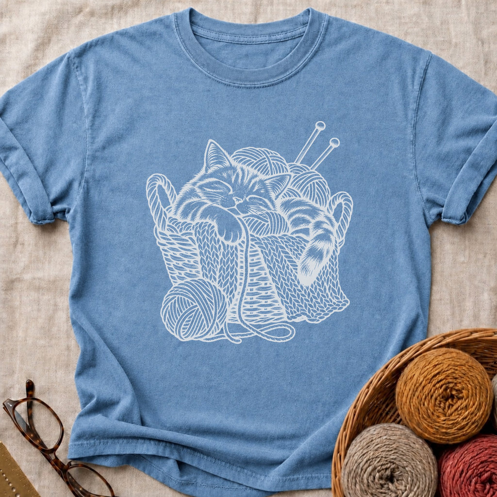Cozy Cat T-Shirt in Blue Jean