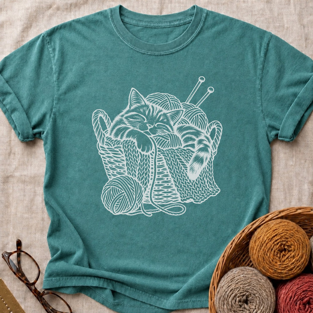 Cozy Cat T-Shirt in Blue Spruce
