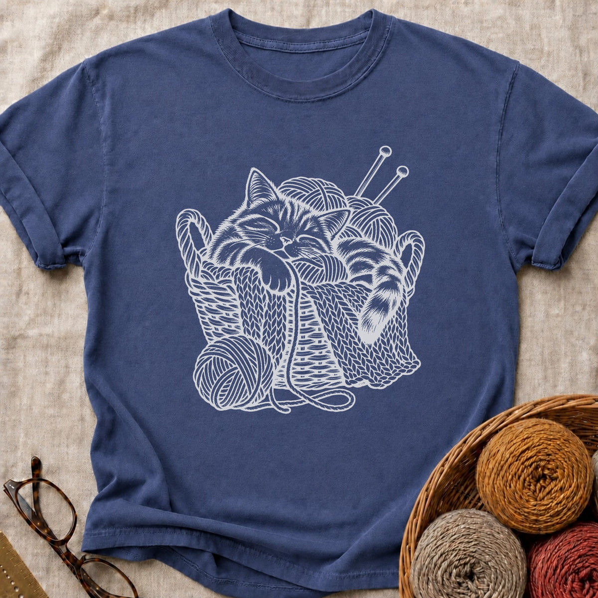 Cozy Cat T-Shirt in True Navy