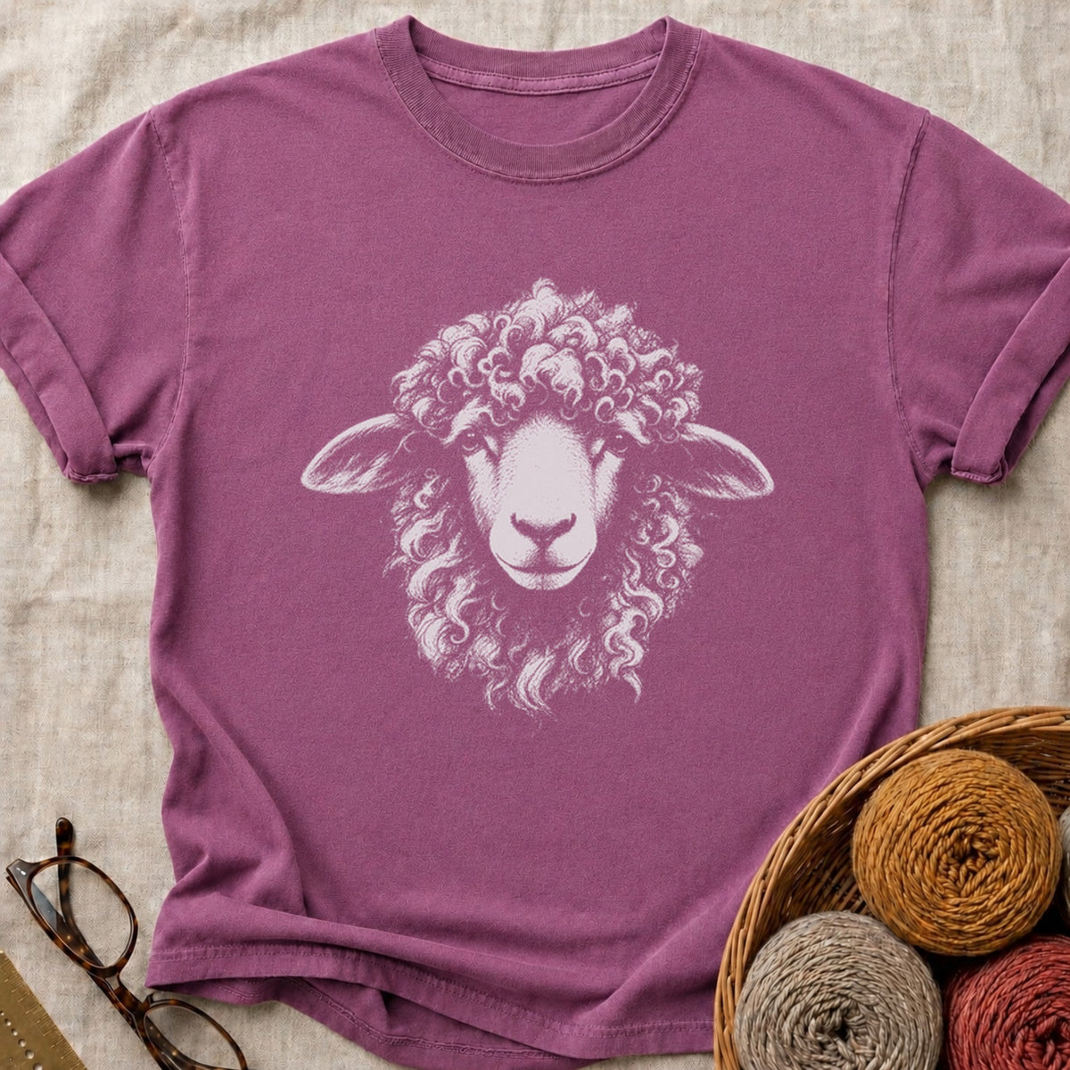 Curly Sheep T-Shirt in Berry