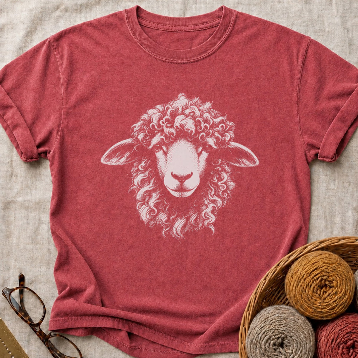 Curly Sheep T-Shirt in Brick