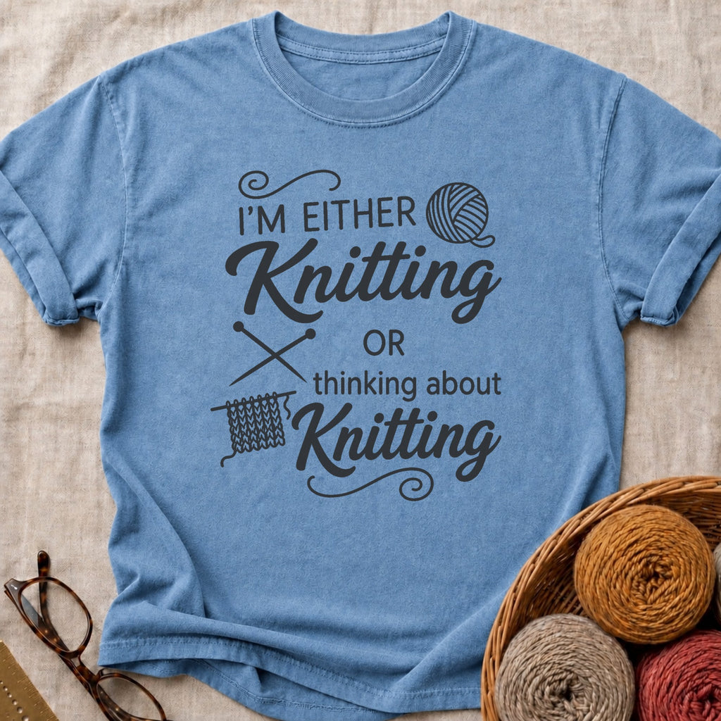 Either Knitting T-Shirt in Blue Jean