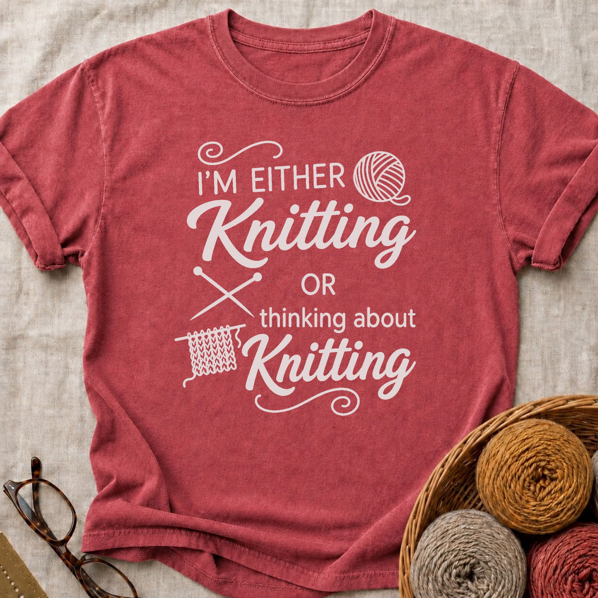 Either Knitting T-Shirt in Brick