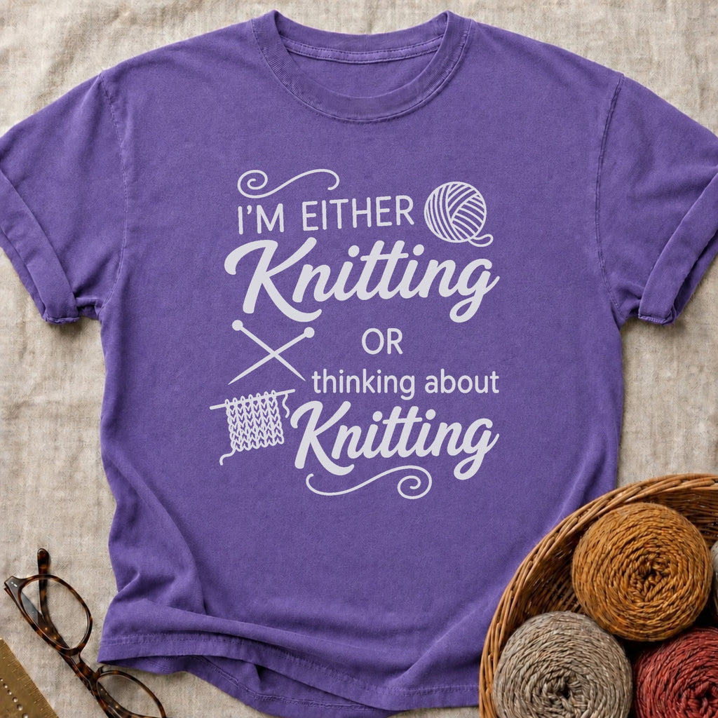 Either Knitting T-Shirt in Grape