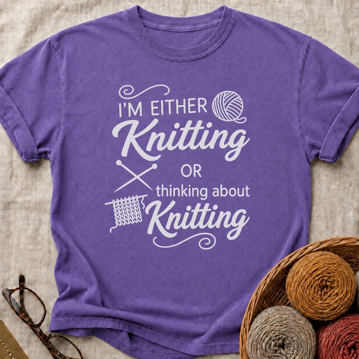 Either Knitting T-Shirt in Grape