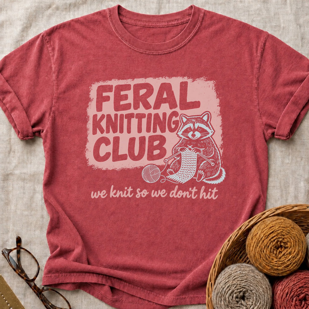Feral Knitting Club T-Shirt in Brick