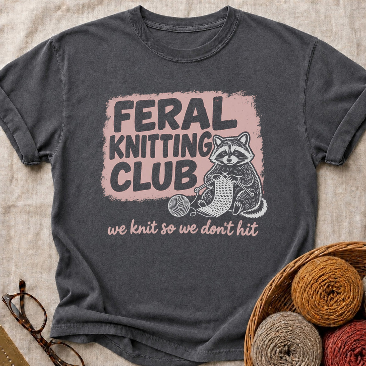 Feral Knitting Club T-Shirt in Pepper