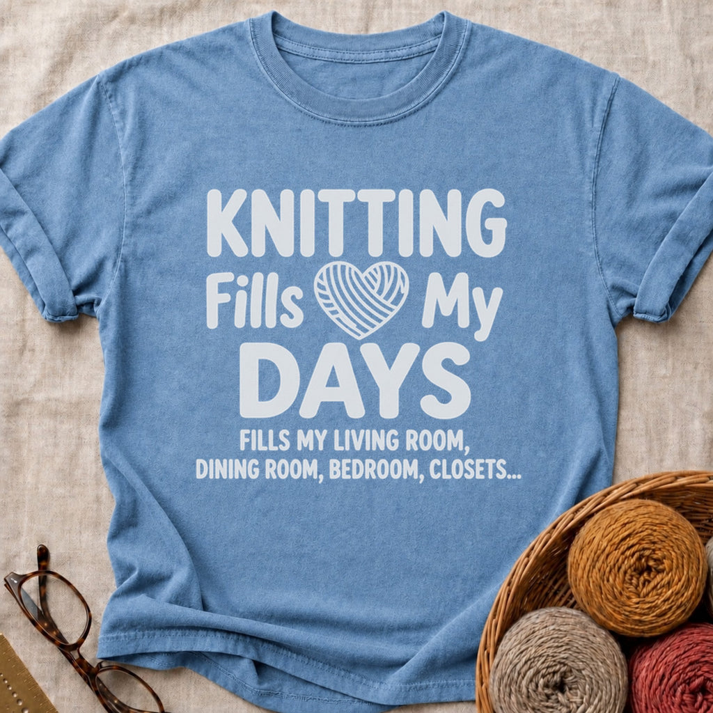 Fills My Days T-Shirt in Blue Jean