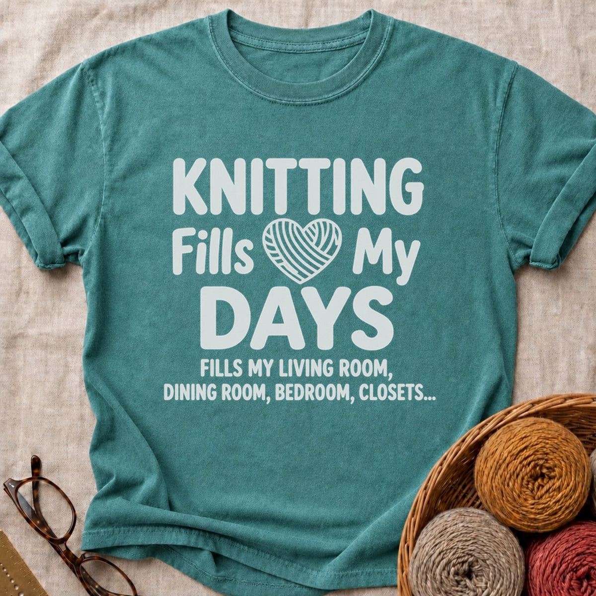 Fills My Days T-Shirt in Blue Spruce