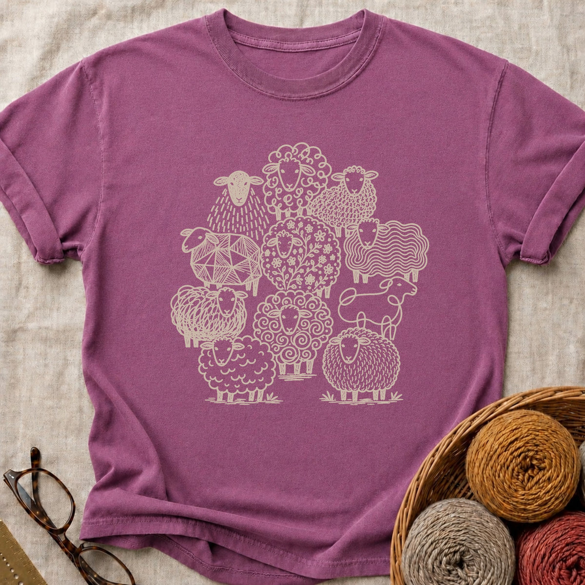 Flock Of Sheep T-Shirt in Berry