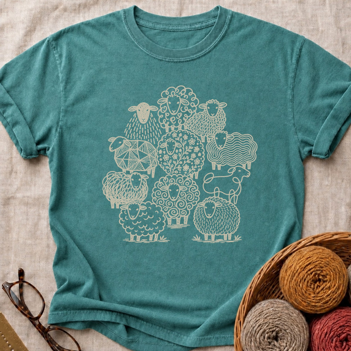 Flock Of Sheep T-Shirt in Blue Spruce