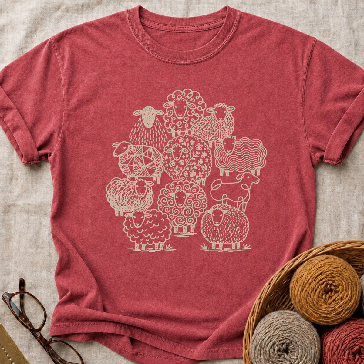 Flock Of Sheep T-Shirt in Brick