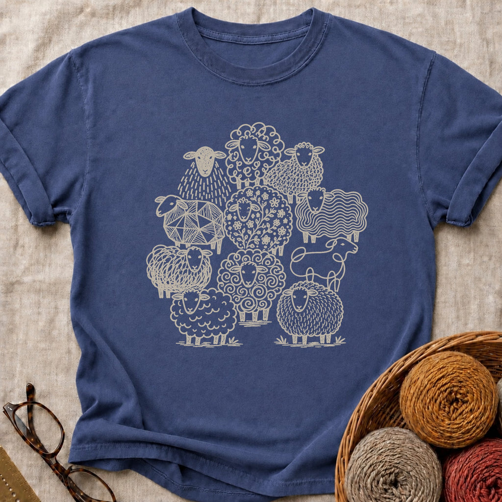 Flock Of Sheep T-Shirt in True Navy