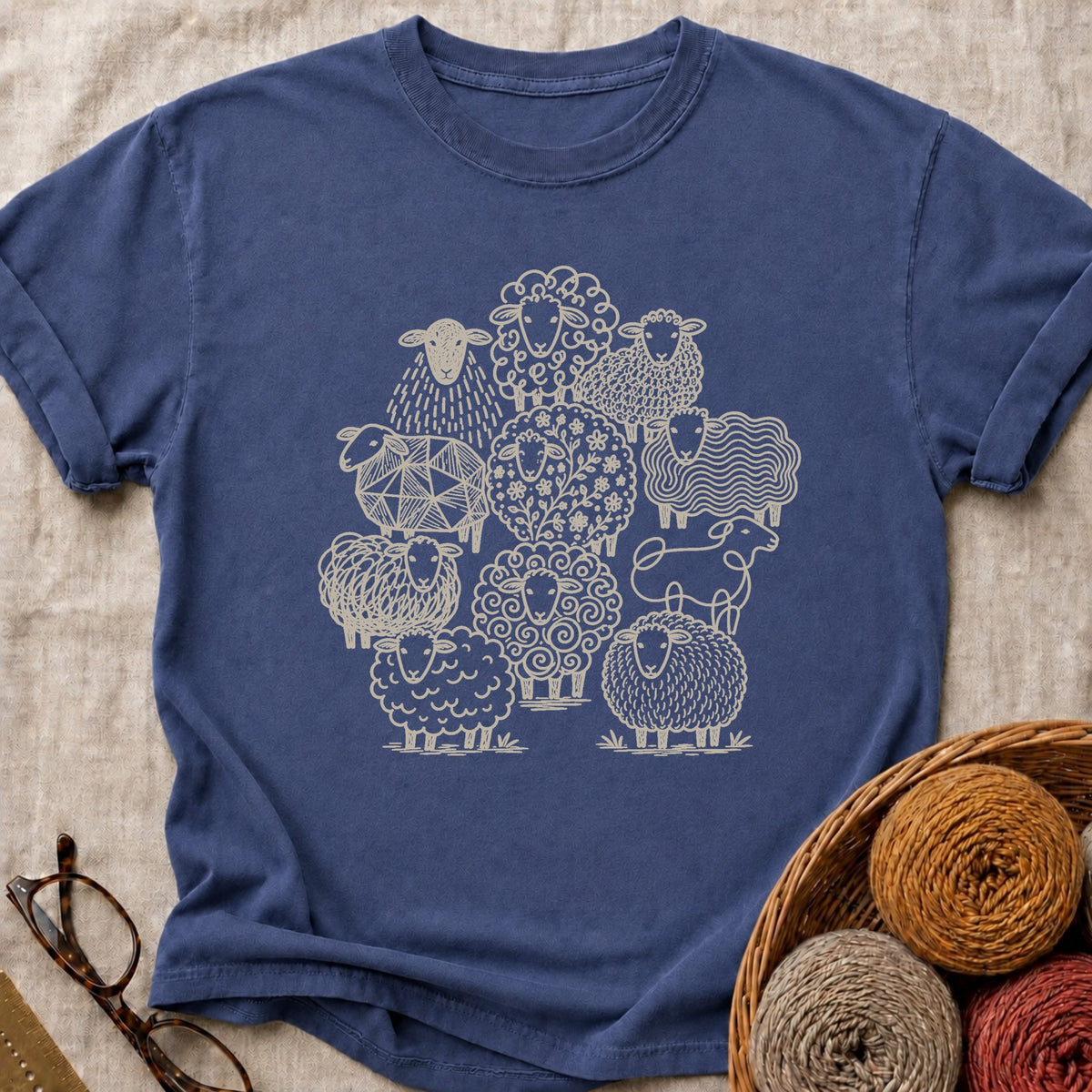 Flock Of Sheep T-Shirt in True Navy