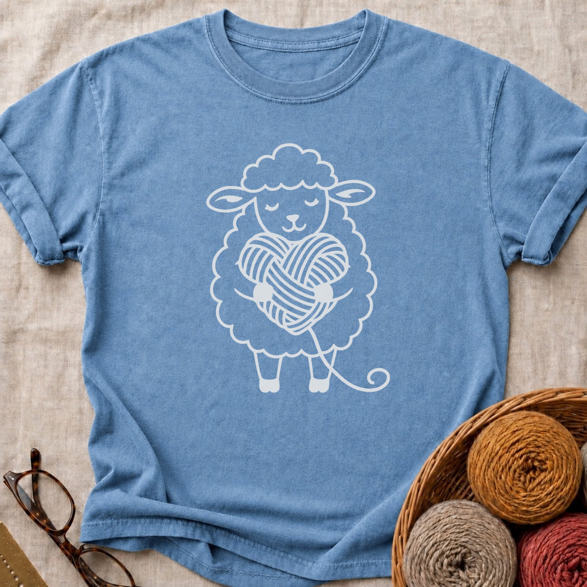 Fluff Heart T-Shirt in Blue Jean