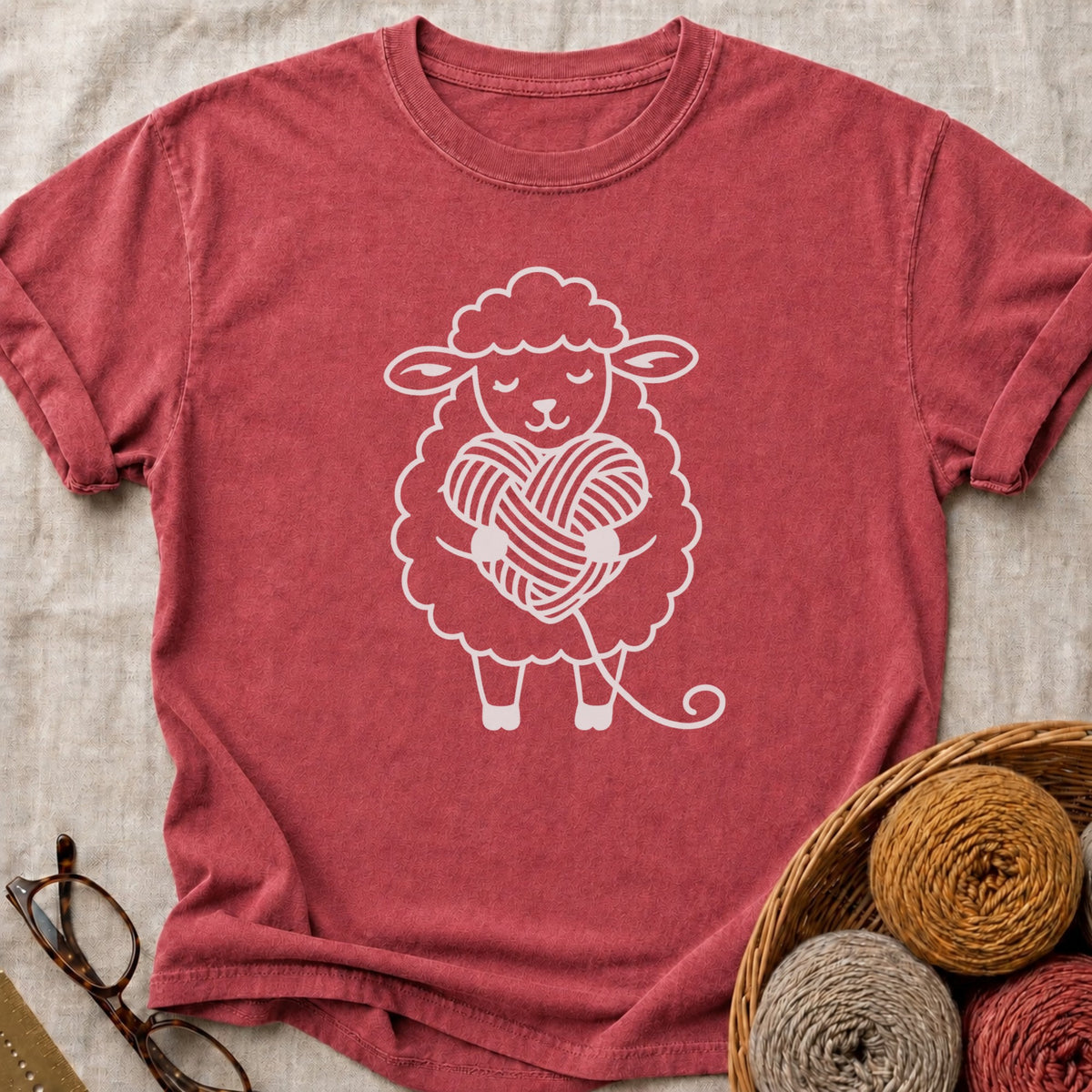 Fluff Heart T-Shirt in Brick
