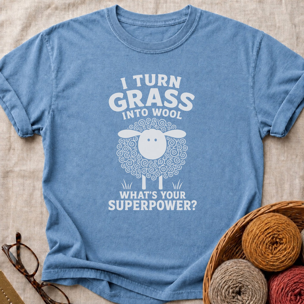 Grass Into Wool T-Shirt in Blue Jean