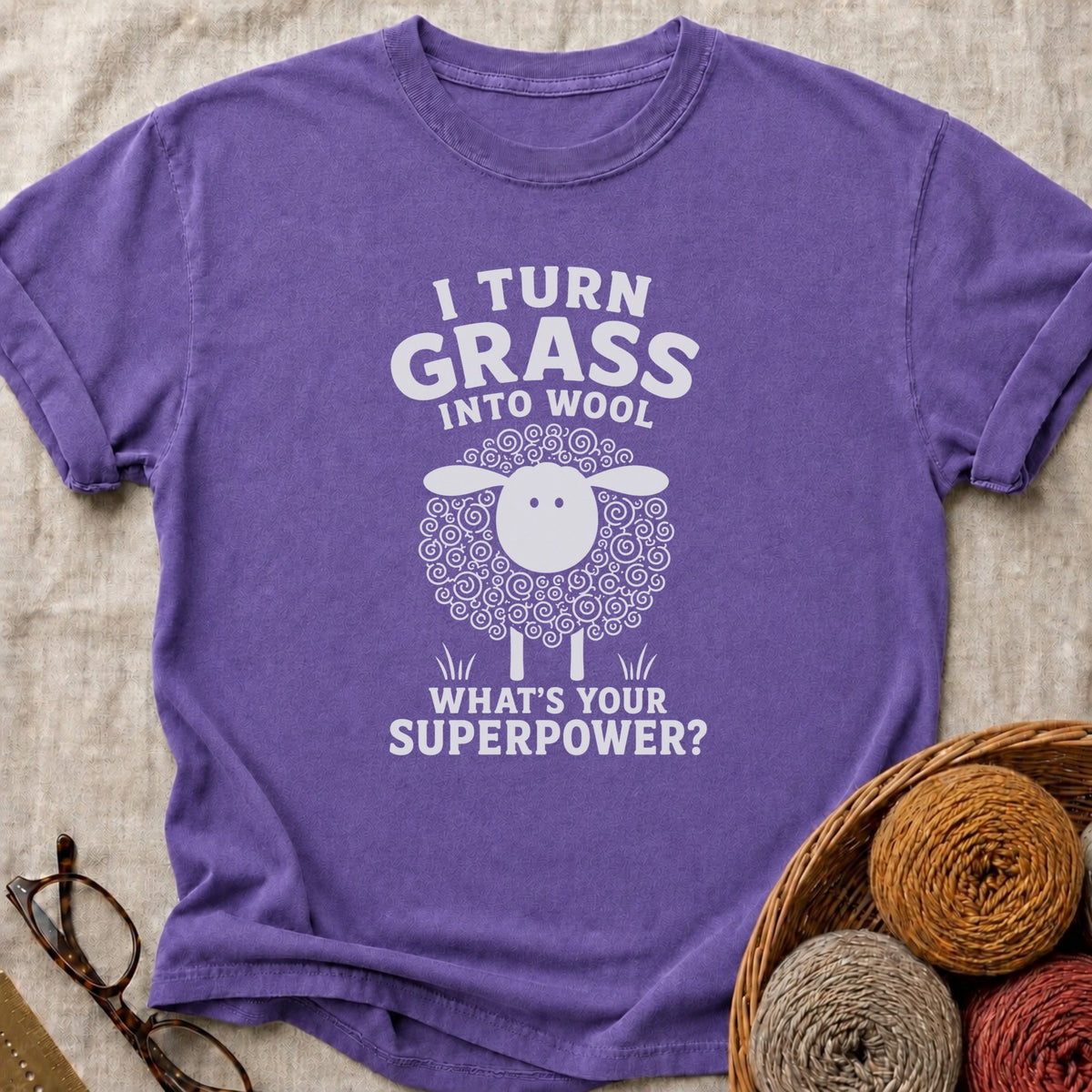Grass Into Wool T-Shirt in Grape