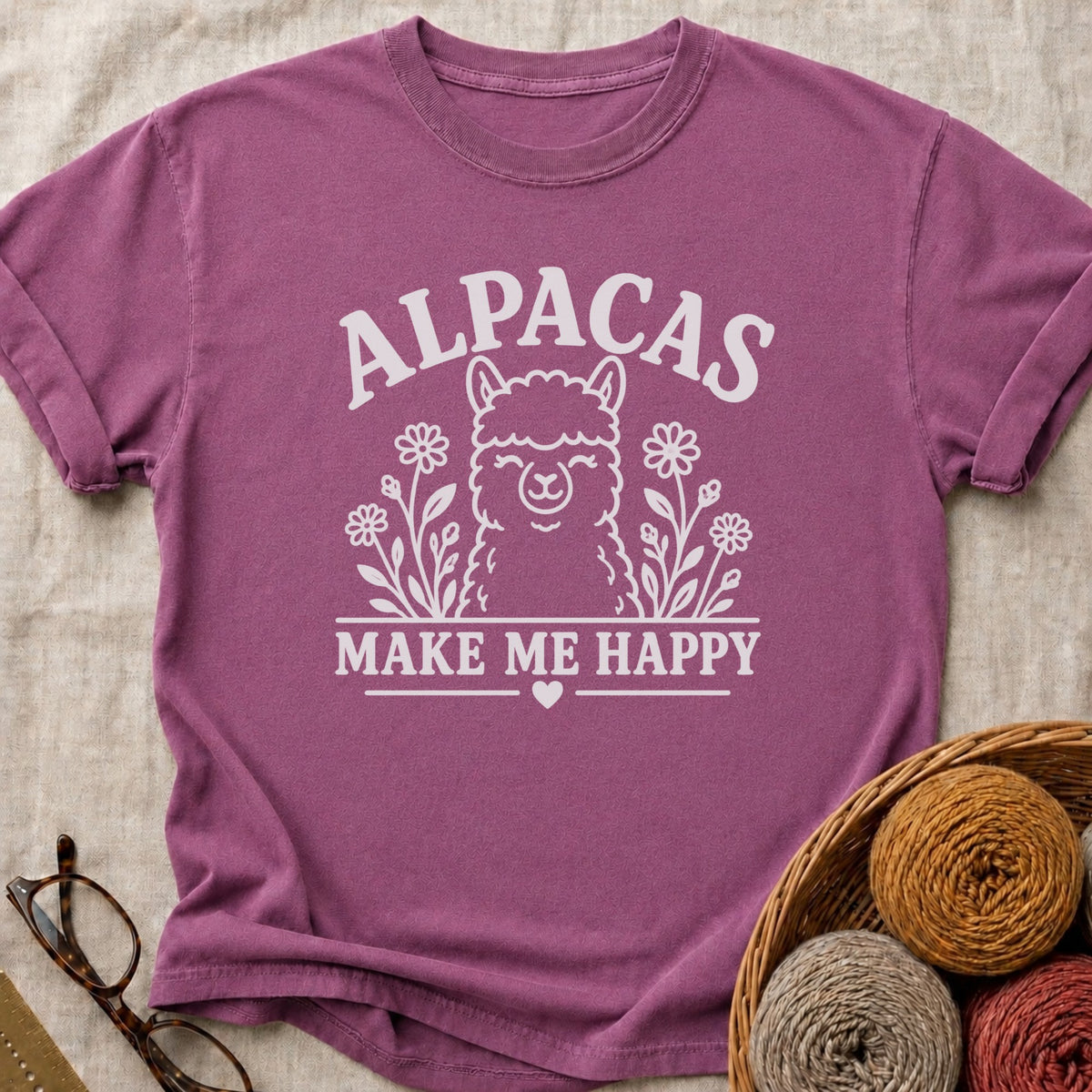 Happy Alpacas T-Shirt in Berry