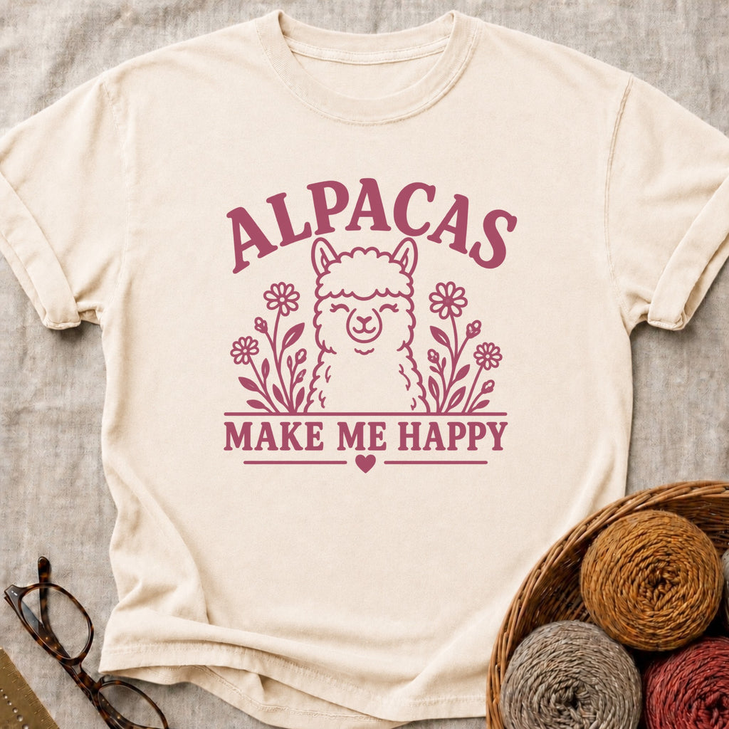 Happy Alpacas T-Shirt in Ivory