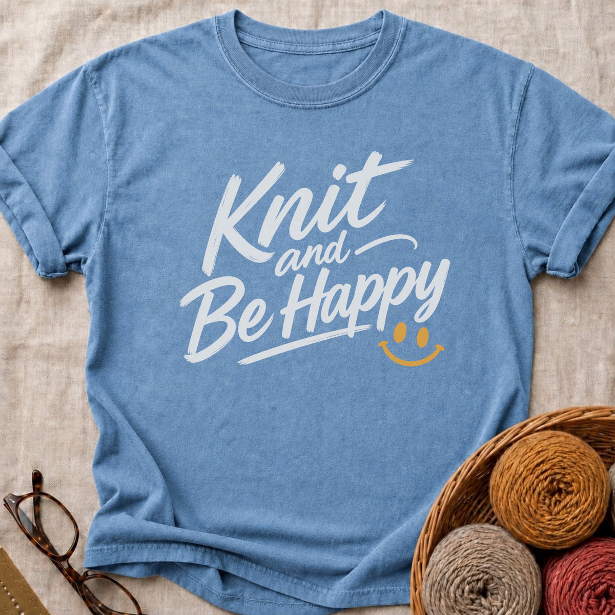 Happy Smile T-Shirt in Blue Jean