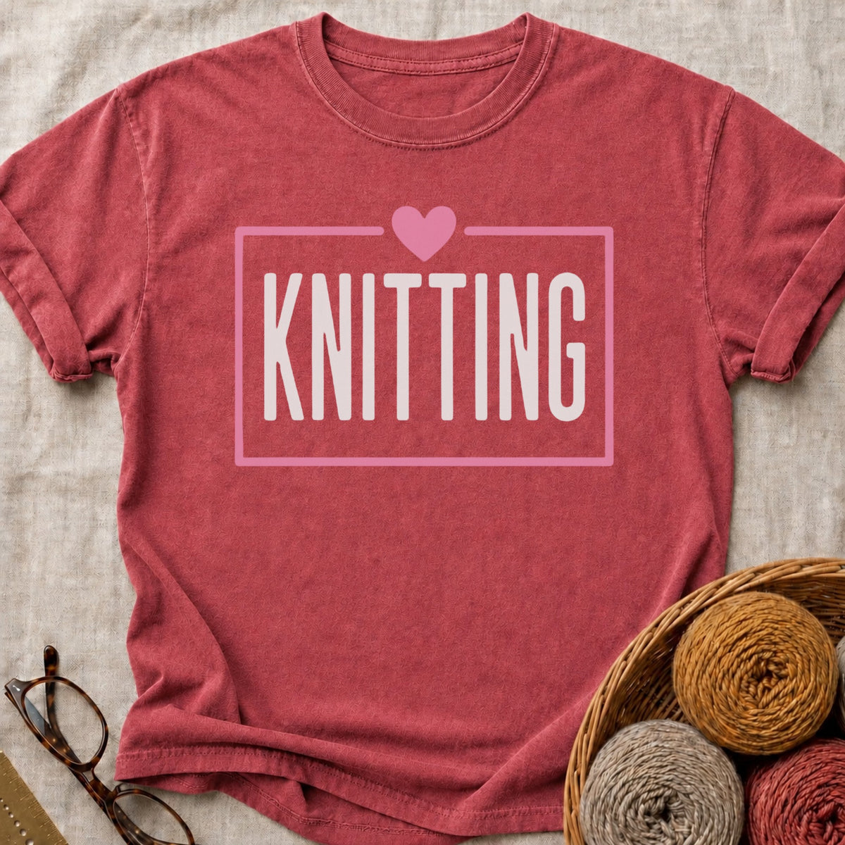 Heart of Knitting T-Shirt in Brick