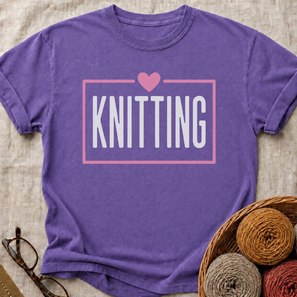 Heart of Knitting T-Shirt in Grape