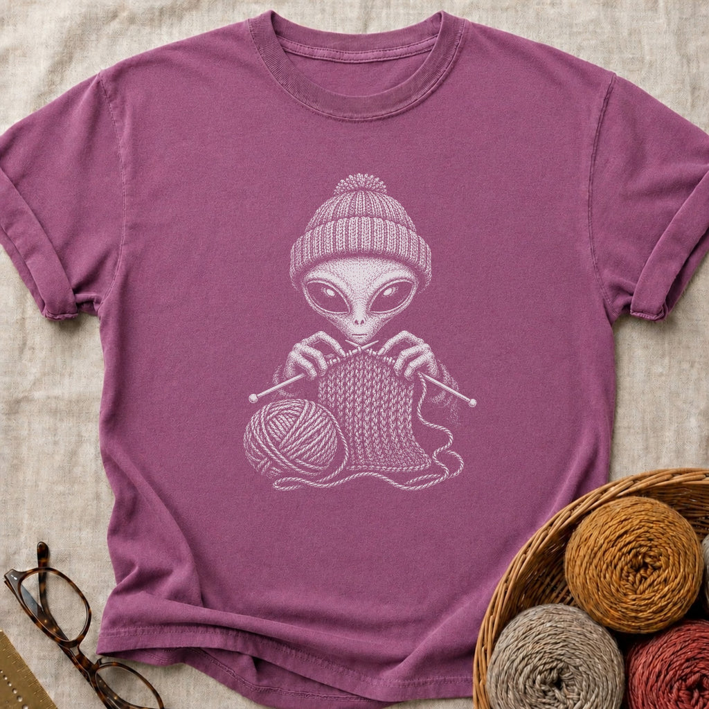 Knit Alien T-Shirt in Berry