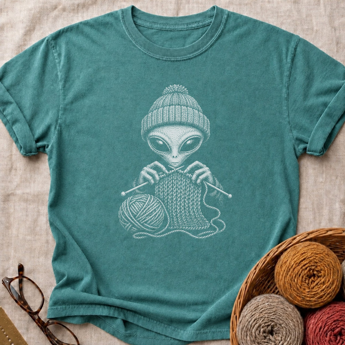 Knit Alien T-Shirt in Blue Spruce