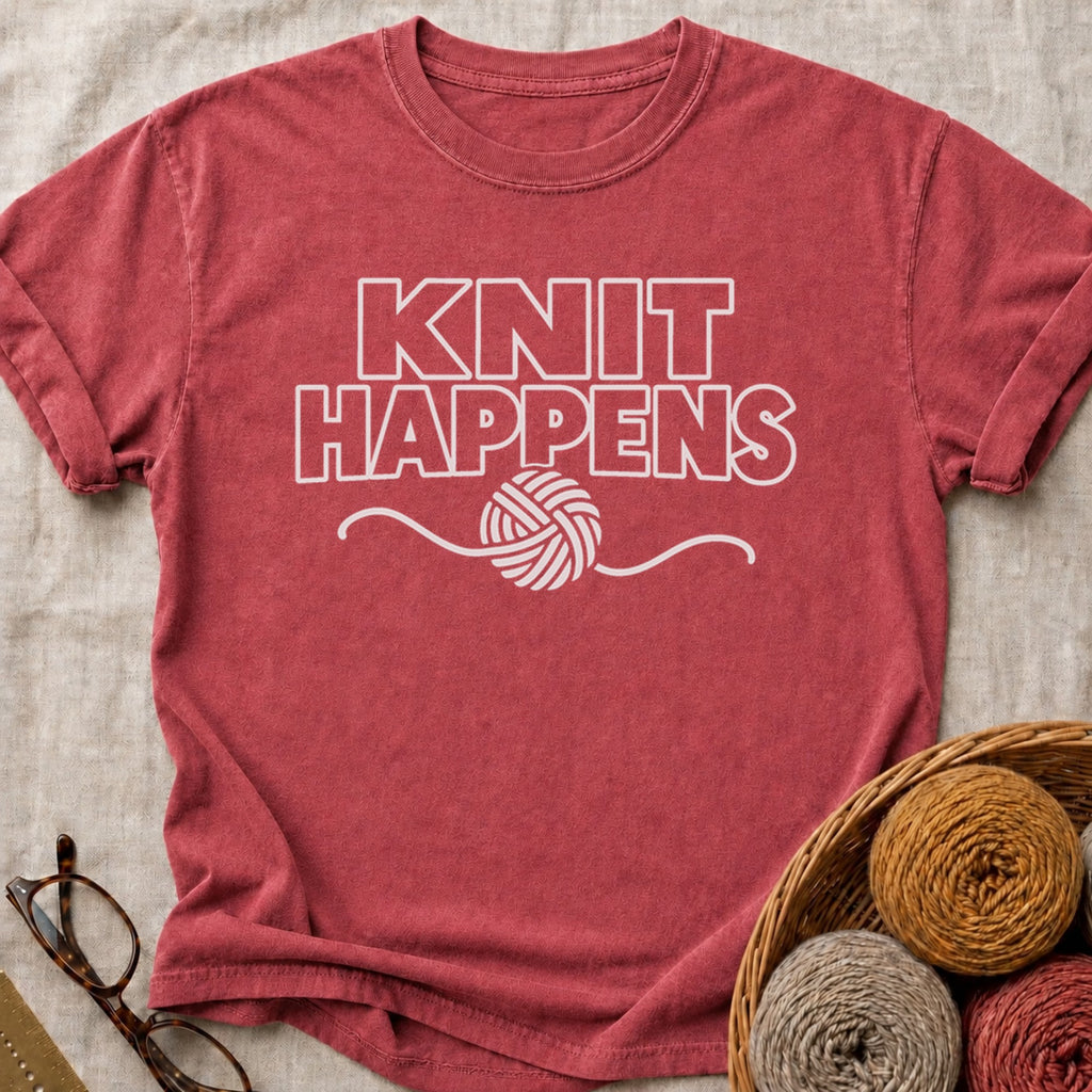 Knit Happens Yarn T-Shirt in Brick