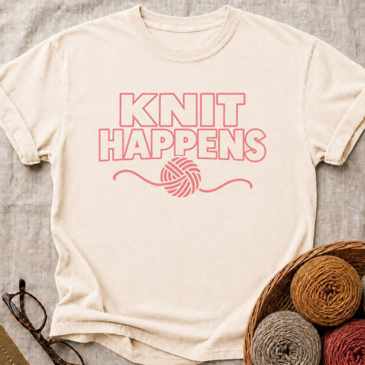 Knit Happens Yarn T-Shirt in Ivory