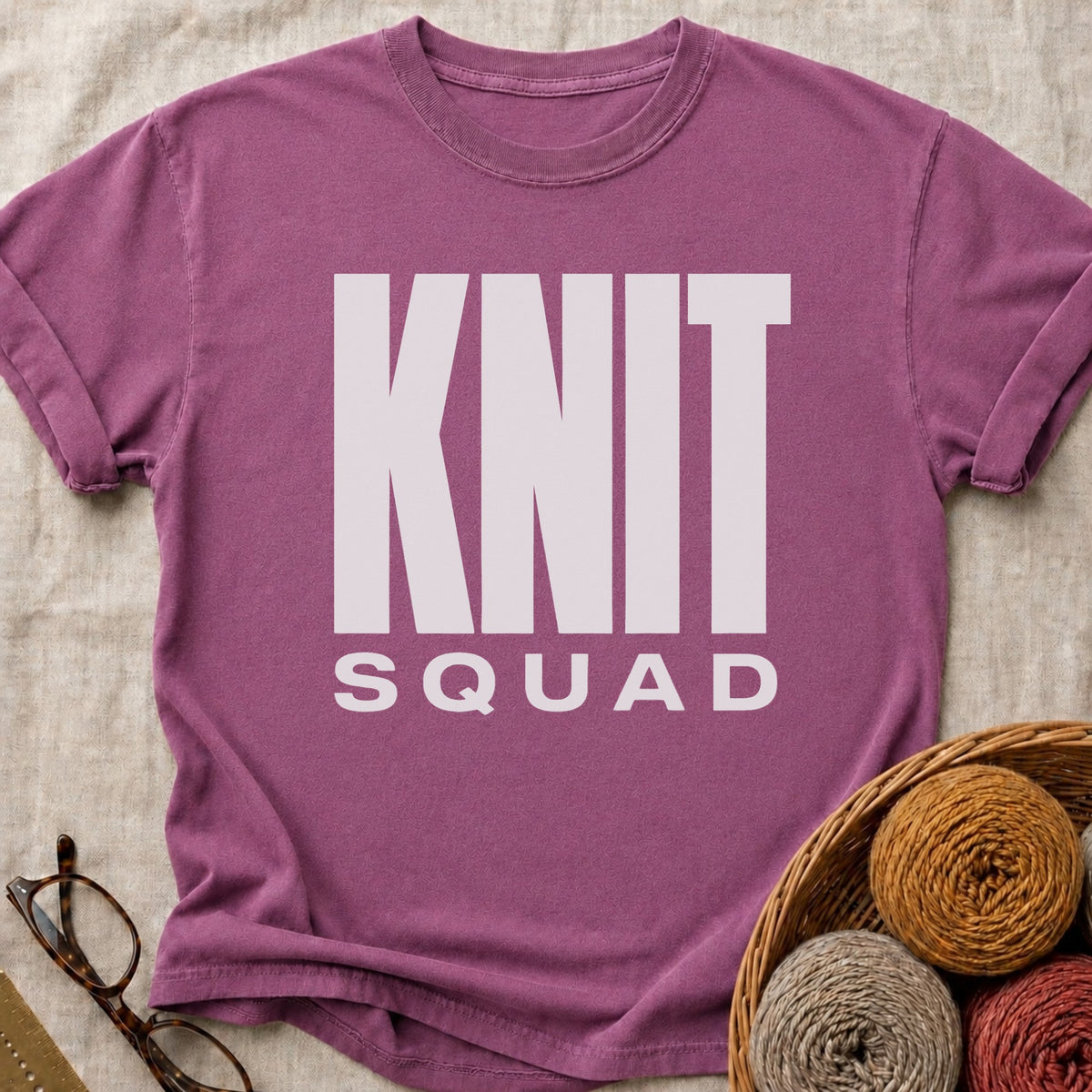 Knit Quad T-Shirt in Berry