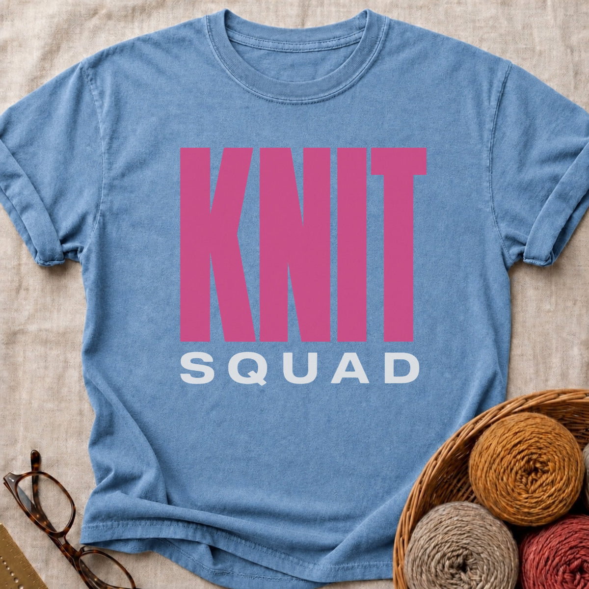 Knit Quad T-Shirt in Blue Jean