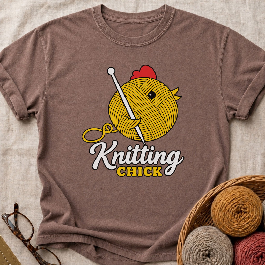 Knitting Chick T-Shirt in Espresso