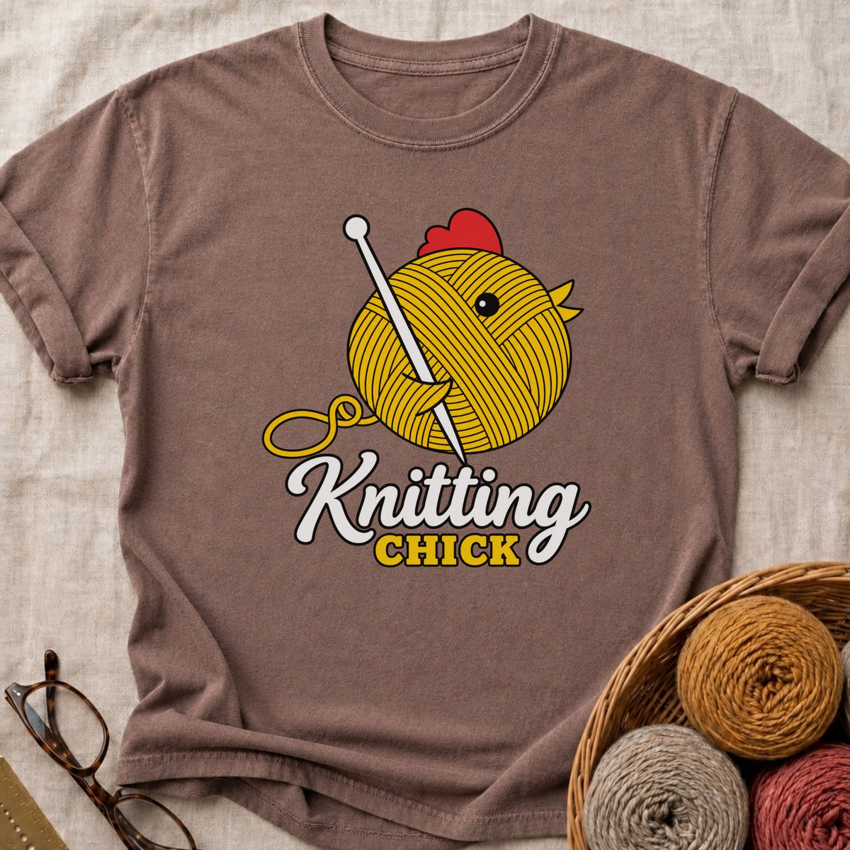 Knitting Chick T-Shirt in Espresso