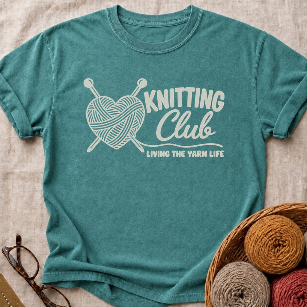 Knitting Club T-Shirt in Blue Spruce