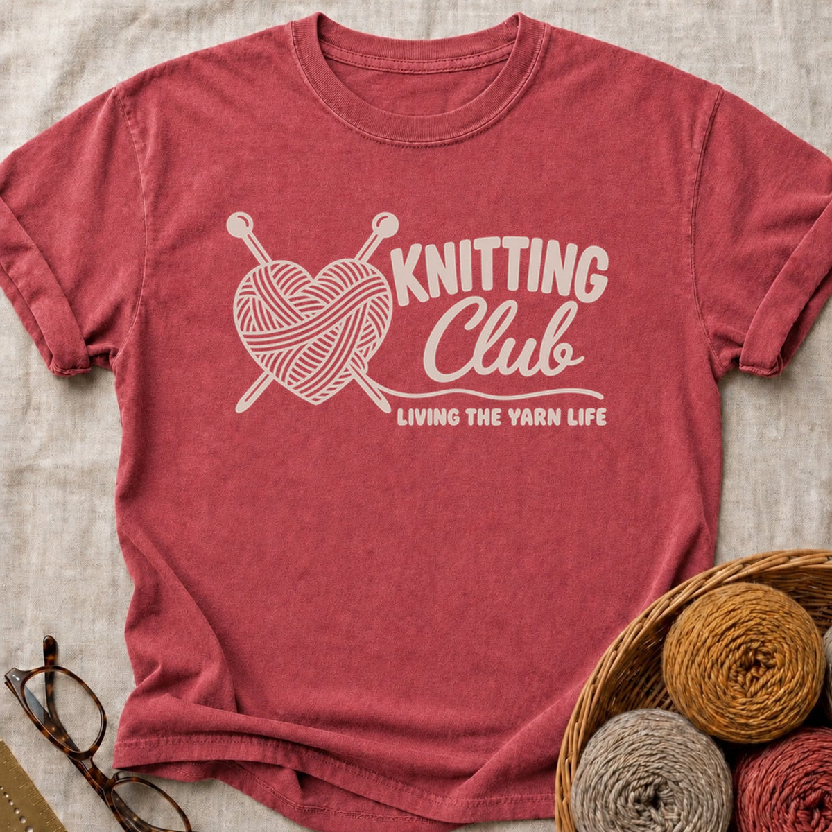 Knitting Club T-Shirt in Brick
