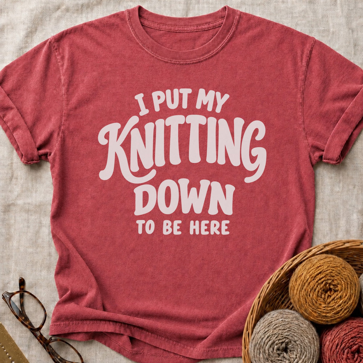 Knitting Down T-Shirt in Brick