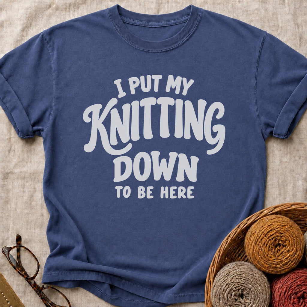 Knitting Down T-Shirt in True Navy
