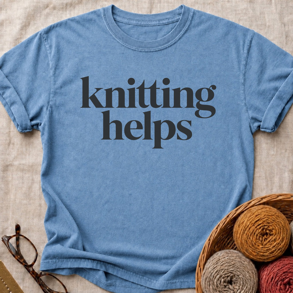Knitting Helps Bold T-Shirt in Blue Jean