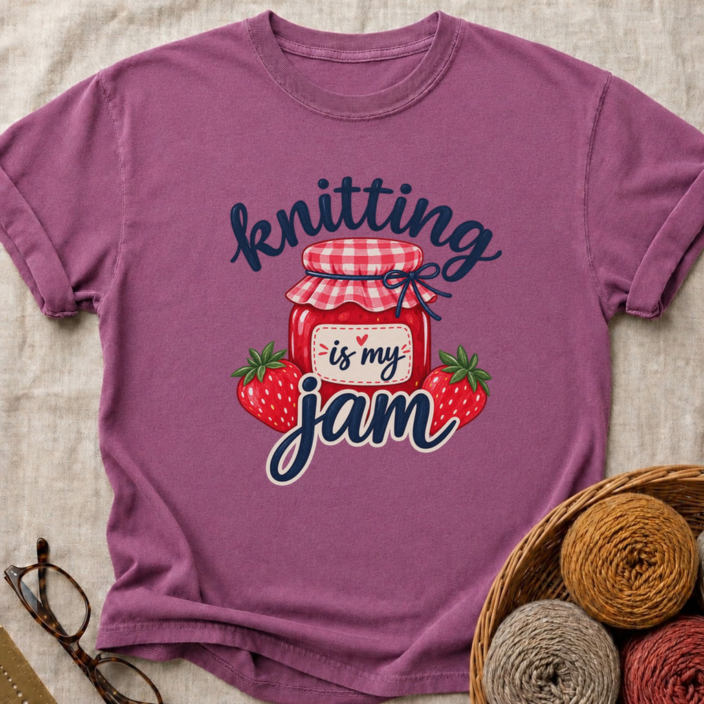 Knitting Jam T-Shirt in Berry