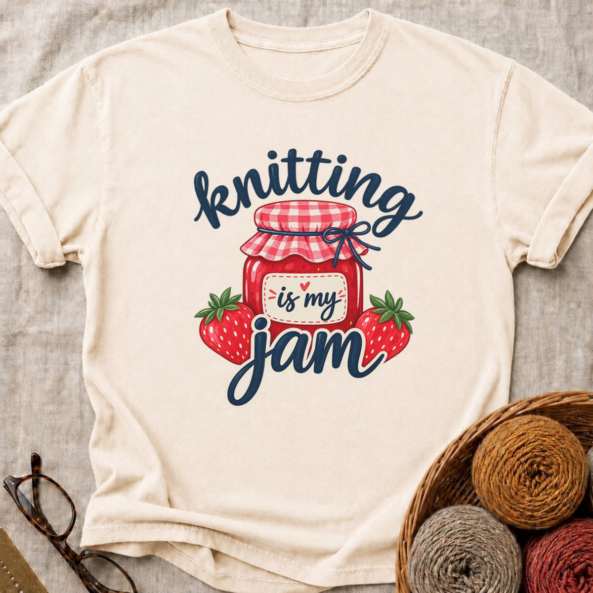 Knitting Jam T-Shirt in Ivory