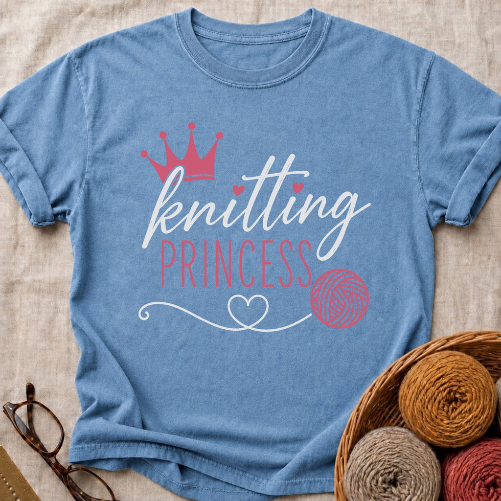 Knitting Princess T-Shirt in Blue Jean
