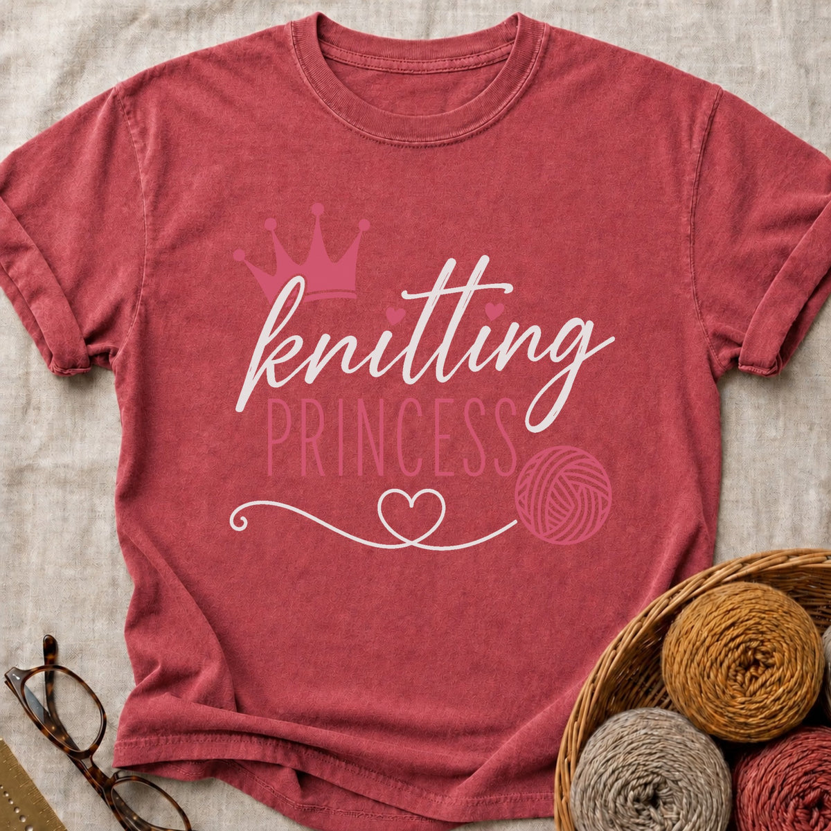 Knitting Princess T-Shirt in Brick